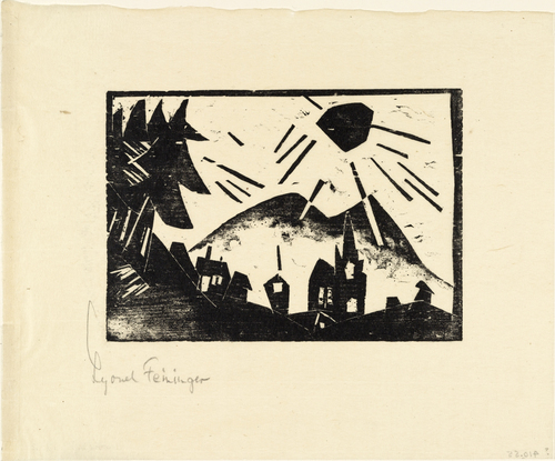 Lyonel Feininger. Mountain Village (Gebirgsdorf) for the portfolio 10 Woodcuts by Lyonel Feininger (10 Holzschnitte von Lyonel Feininger). (1918)