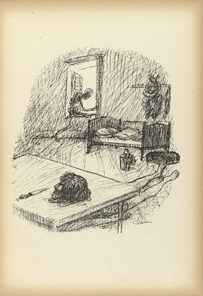 Alfred Kubin. Blue Beard's Room (Blaubarts Zimmer) from Ein neuer Totentanz (A New Dance of Death). 1947 (reproduced drawing executed 1938)