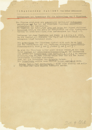 Oskar Schlemmer. Notes and Sketches for the Triadic Ballet (Triadische Ballett). (c. 1938)