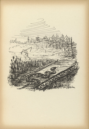 Alfred Kubin. In the Bohemian Forest (Im Böhmerwald) from Ein neuer Totentanz (A New Dance of Death). 1947 (reproduced drawing executed 1938)