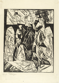 Lyonel Feininger. Promenaders (Spaziergänger) from the portfolio New European Graphics, 1st Portfolio: Masters of the State Bauhaus, Weimar , 1921 (Neue europäische Graphik, 1. Mappe: Meister des Staatlichen Bauhauses in Weimar , 1921). (1918), published 1921