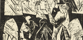 Lyonel Feininger. Promenaders (Spaziergänger) from the portfolio New European Graphics, 1st Portfolio: Masters of the State Bauhaus, Weimar , 1921 (Neue europäische Graphik, 1. Mappe: Meister des Staatlichen Bauhauses in Weimar , 1921). (1918), published 1921