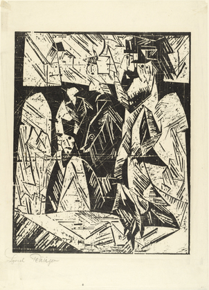 Lyonel Feininger. Promenaders (Spaziergänger) from the portfolio New European Graphics, 1st Portfolio: Masters of the State Bauhaus, Weimar , 1921 (Neue europäische Graphik, 1. Mappe: Meister des Staatlichen Bauhauses in Weimar , 1921). (1918), published 1921