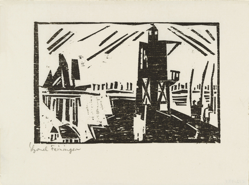Lyonel Feininger. Lighthouse (Leuchtbake) from Ten Woodcuts by Lyonel Feininger. (1918, published 1941)