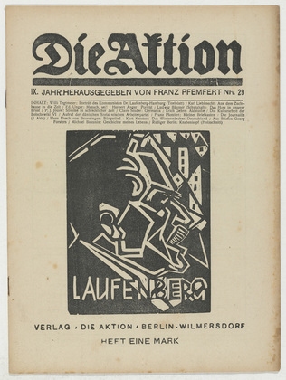 Willi Tegtmeier, Herbert Anger, Erich Gehre, Rüdiger Berlit. Die Aktion, vol. 9, no. 29. July 19, 1919