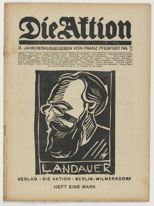 Franz Schulze, Willi Tegtmeier. Die Aktion, vol. 9, no. 30/31. August 2, 1919
