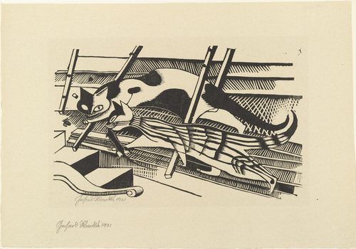 Gerhard Marcks. Cats (Die Katzen) from the portfolio New European Graphics, 1st Portfolio: Masters of the State Bauhaus, Weimar , 1921 (Neue europäische Graphik, 1. Mappe: Meister des Staatlichen Bauhauses in Weimar , 1921). 1921