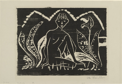 Otto Mueller. Boy among Leaves (Boy in Reeds) (Knabe zwischen Blattpflanzen [Knabe im Schilf]). (1912, printed c. 1913-1925)