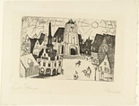 Lyonel Feininger. Sunrise (Sonnenaufgang) for the portfolio Dedicated to Arno Holz on the Occasion of his 60th Birthday by German Artists (Arno Holz zum sechzigsten Geburtstag gewidmet von deutschen Künstlern). 1911