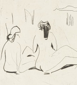 Ernst Ludwig Kirchner. Three Bathers at the Moritzburg Lakes (Drei Badende an den Moritzburger Seen) from the portfolio Brücke 1910. (1909), published 1910