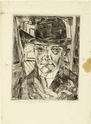 Max Beckmann. Self-Portrait in Bowler Hat (Selbstbildnis mit steifem Hut). 1921