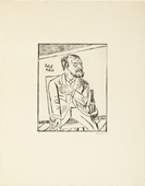 Max Beckmann. Portrait of Fritz P./Self-Portrait with Beard (Bildnis Fritz P./Selbstbildnis mit Bart). (1923, published 1924)