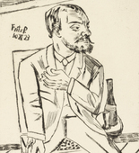 Max Beckmann. Portrait of Fritz P./Self-Portrait with Beard (Bildnis Fritz P./Selbstbildnis mit Bart). (1923, published 1924)