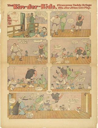 Lyonel Feininger. The Kin-der-Kids: Strenuous Teddy Brings his Jiu-Jitsu into Play from The Chicago Sunday Tribune. (August 26) 1906