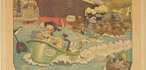 Lyonel Feininger. The Kin-der-Kids Abroad: Triumphant Departure of the Kids, in the Family Bathtub!! from The Chicago Sunday Tribune. May 6, 1906