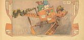 Lyonel Feininger. The Kin-der-Kids: Aunty Jimjam Resumes her Chase in a Flying Machine from The Chicago Sunday Tribune. (November 4) 1906