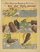 Lyonel Feininger. The Kin-der-Kids (Abroad): The Kids Terrible Adventure with a Whale! from The Chicago Sunday Tribune. May 20, 1906