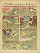 Lyonel Feininger. Piemouth Comes to the Rescue of the Kin-der-Kids from The Chicago Sunday Tribune. June 3, 1906
