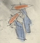 Lyonel Feininger. .a) Rain .b) Walking Figures. 1952