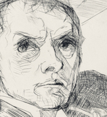 Max Beckmann. Self-Portrait with Stylus (Selbstbildnis mit Griffel) from Faces (Gesichter). (1916-17, published 1919)