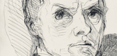 Max Beckmann. Self-Portrait with Stylus (Selbstbildnis mit Griffel) from Faces (Gesichter). (1916-17, published 1919)