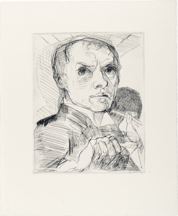 Max Beckmann. Self-Portrait with Stylus (Selbstbildnis mit Griffel) from Faces (Gesichter). (1916-17, published 1919)