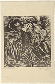 Lovis Corinth. Untitled (Female nude bending over backwards) (Rückwärts gebeugter weiblicher Akt). (1919)