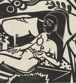 Heinrich Campendonk. Reclining Nude with Cow and Goat (Liegender weiblicher Akt mit Kuh und Ziege). (1918)