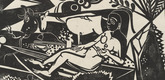 Heinrich Campendonk. Reclining Nude with Cow and Goat (Liegender weiblicher Akt mit Kuh und Ziege). (1918)