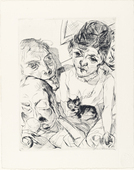 Max Beckmann. Evening (Self-Portrait with the Battenbergs) [Der Abend (Selbstbildnis mit den Battenbergs)] from Faces (Gesichter). (1916, published 1919)