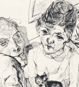 Max Beckmann. Evening (Self-Portrait with the Battenbergs) [Der Abend (Selbstbildnis mit den Battenbergs)] from Faces (Gesichter). (1916, published 1919)
