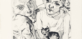 Max Beckmann. Evening (Self-Portrait with the Battenbergs) [Der Abend (Selbstbildnis mit den Battenbergs)] from Faces (Gesichter). (1916, published 1919)
