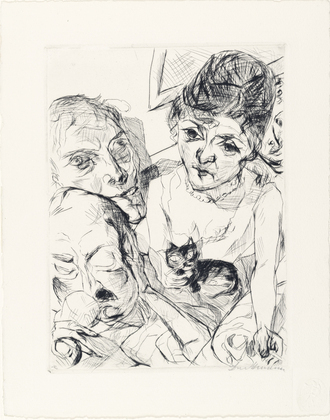 Max Beckmann. Evening (Self-Portrait with the Battenbergs) [Der Abend (Selbstbildnis mit den Battenbergs)] from Faces (Gesichter). (1916, published 1919)