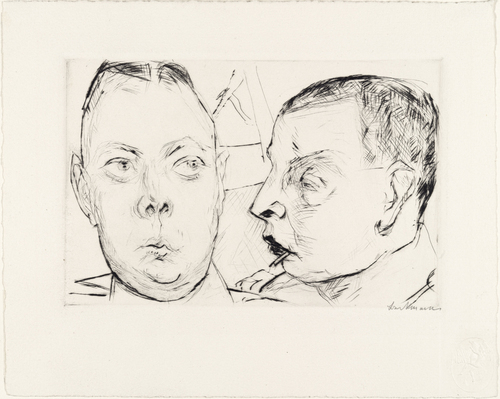 Max Beckmann. Two Auto Officers (Zwei Autooffiziere) from Faces (Gesichter). (1915, published 1919)