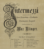 Max Klinger. Intermezzos, Opus IV (Intermezzi, Opus IV). (first published 1881)