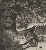 Max Klinger. Fallen Rider (Gefallener Reiter) (plate XI) from Intermezzos, Opus IV (Intermezzi, Opus IV). (first published 1881)