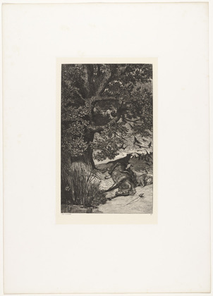 Max Klinger. Fallen Rider (Gefallener Reiter) (plate XI) from Intermezzos, Opus IV (Intermezzi, Opus IV). (first published 1881)