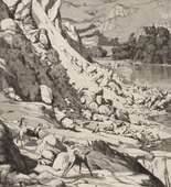 Max Klinger. Landslide (Bergsturz) (plate VI) from Intermezzos, Opus IV (Intermezzi, Opus IV). (first published 1881)