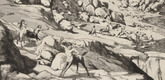 Max Klinger. Landslide (Bergsturz) (plate VI) from Intermezzos, Opus IV (Intermezzi, Opus IV). (first published 1881)
