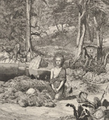 Max Klinger. Simplicius at the Hermit's Grave (Simplicius am Grabe des Einsiedlers) (plate VIII) from Intermezzos, Opus IV (Intermezzi, Opus IV). (first published 1881)