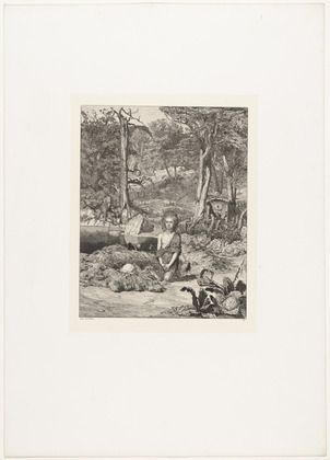 Max Klinger. Simplicius at the Hermit's Grave (Simplicius am Grabe des Einsiedlers) (plate VIII) from Intermezzos, Opus IV (Intermezzi, Opus IV). (first published 1881)