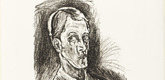 Oskar Kokoschka. Self-Portrait (Selbstbildnis) (plate 1) from  O Eternity - Thou Word of Thunder (Bach Cantata) [O Ewigkeit - Du Donnerwort (Bachkantate)]. (1914, published 1916)