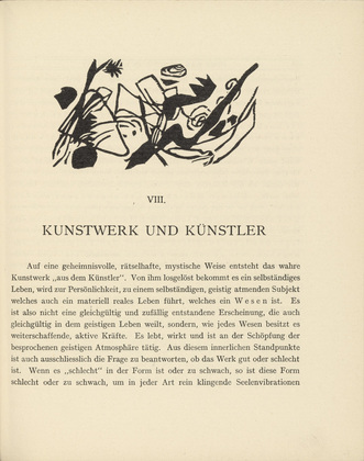 Vasily Kandinsky. Vignette next to "Artwork and Artist" ("Kunstwerk und Künstler") (headpiece, page 95) from Über das Geistige in der Kunst (Concerning the Spiritual in Art). 1911