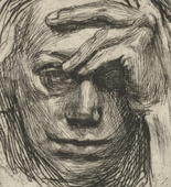 Käthe Kollwitz. Self-Portrait, Hand at the Forehead (Selbstbildnis mit der Hand an der Stirn). (1910, published c. 1946/1948)
