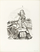Oskar Kokoschka. The Man Raises His Head from the Grave on Which the Woman Sits (Der Mann erhebt seinen Kopf aus dem Grabe, auf dem das Weib sitzt) (plate 10) from  O Eternity - Thou Word of Thunder (Bach Cantata) [O Ewigkeit - Du Donnerwort (Bachkantate)]. (1914, published 1916)