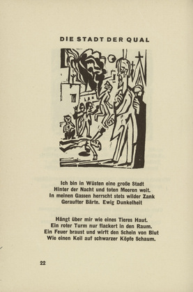 Ernst Ludwig Kirchner. The City of Agony (Die Stadt der Qual) (headpiece, page 22) from Umbra vitae (Shadow of Life). 1924