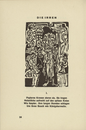 Ernst Ludwig Kirchner. The Mad I (Die Irren I) (headpiece, page 24) from Umbra vitae (Shadow of Life). 1924