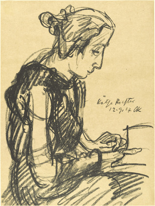 Oskar Kokoschka. Käthe Richter (plate, loose leaf) from the periodical Das Kunstblatt, vol. 1, no. 10 (Oct 1917). 1917