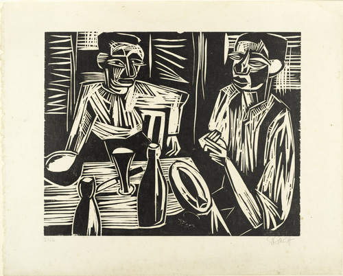 Karl Schmidt-Rottluff. Two Men at a Table (Zwei Männer am Tisch). 1923