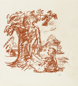Oskar Kokoschka. Adam and Eve (Adam und Eva) from the illustrated book Hiob (Job). (1916/1917, published 1917)